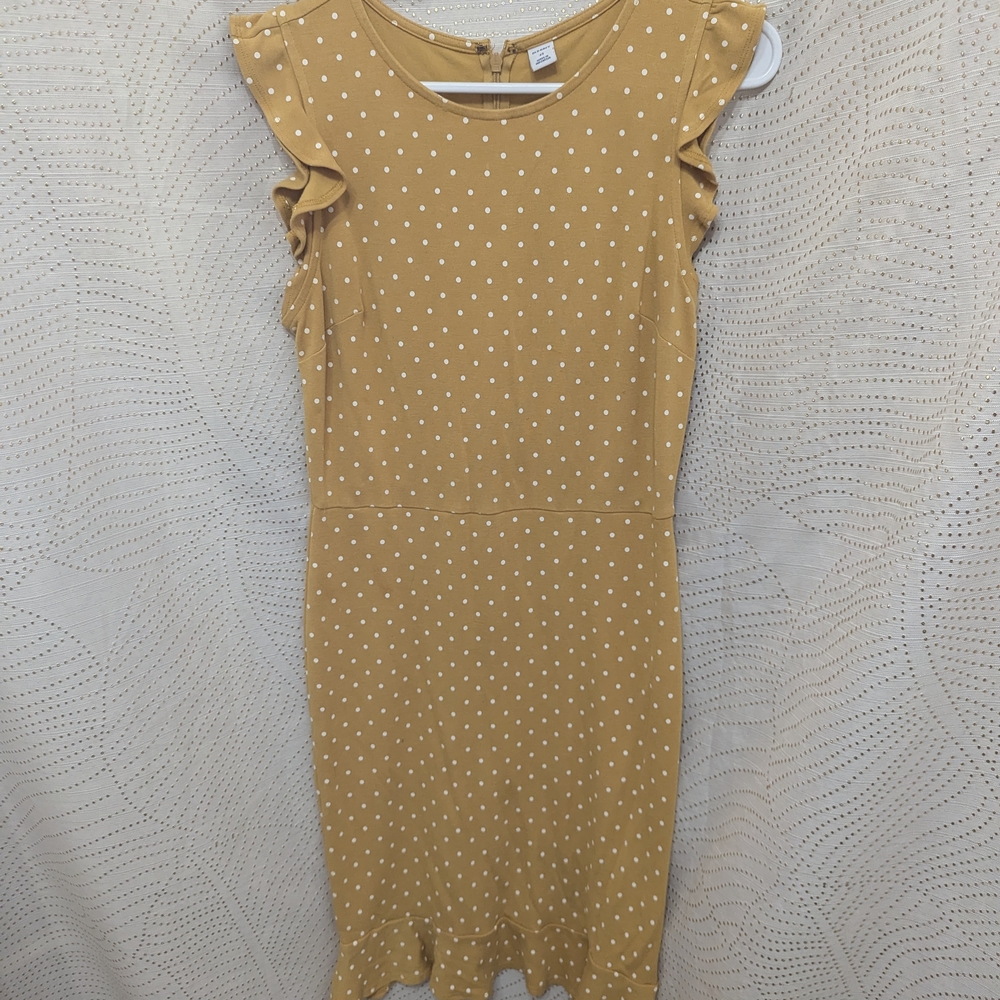 Old Navy Yellow Dress with White Dots Ruffle Sleeve
